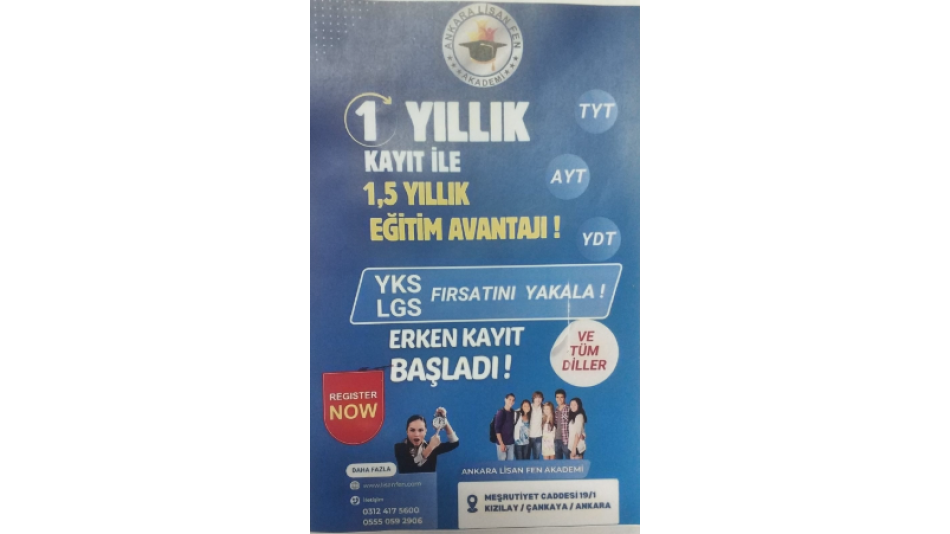 Ankara Lisan Fen Akademi ve OYAD Derneği Üyelerine Özel İndirim