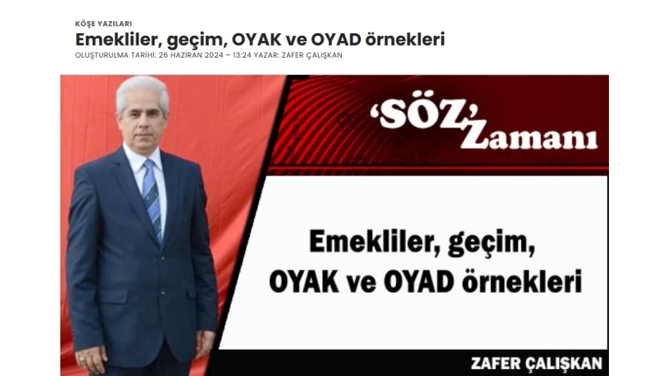 Emekliler, geçim, OYAK ve OYAD örnekleri Oluşturulma Tarihi: 26 Haziran 2024 – 13:24 Yazar: Zafer Çalışkan