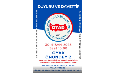 30 Nisan 2025 Çarşamba günü saat 13:00’de OYAK Binası önünde Basın Açıklamasına Davet