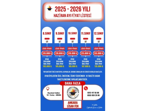 Ankara Lisan Fen Akademisinden OYAD üyelerine Özel İndirim
