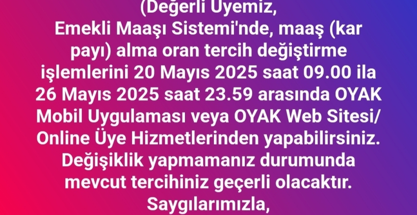 EMS Sisteminde Maaş Alma Oran Değişikliği 