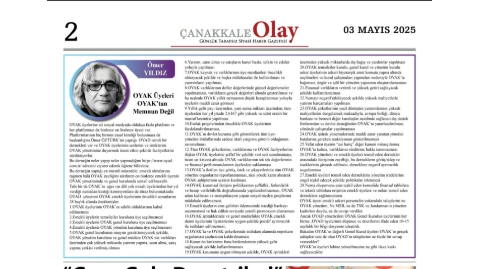Çanakkale OLAY Gazetesi