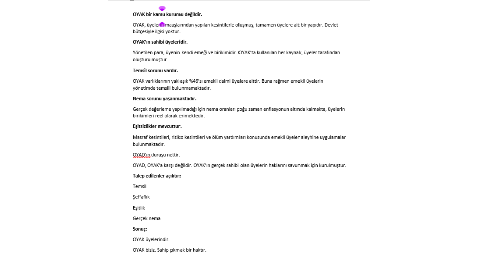 OYAD varsa OYAK var