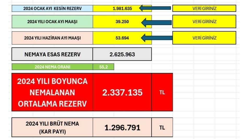 ORTALAMA REZERV VE BRÜT NEMA